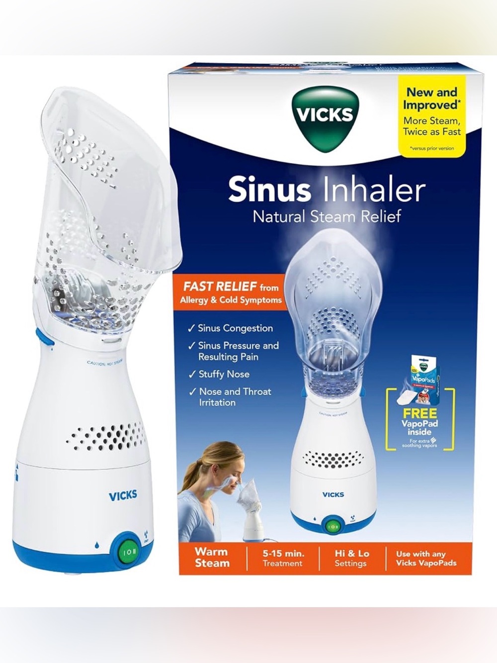 Vicks Sinus Inhaler Warm Steam Relief - White/Blue